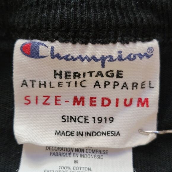 Champion Tshirt Mens Sz M Black Gold Chain Tee Long Sleeve Crew Logo Heritage‎ - Picture 7 of 9